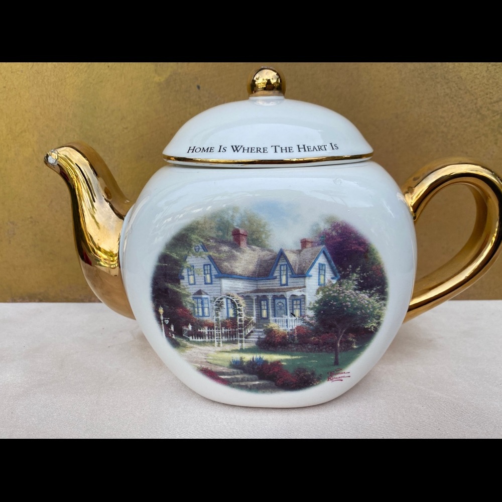 Vintage Teleflora Teapot,Thomas Kinkade Home Is Where The Heart Is II